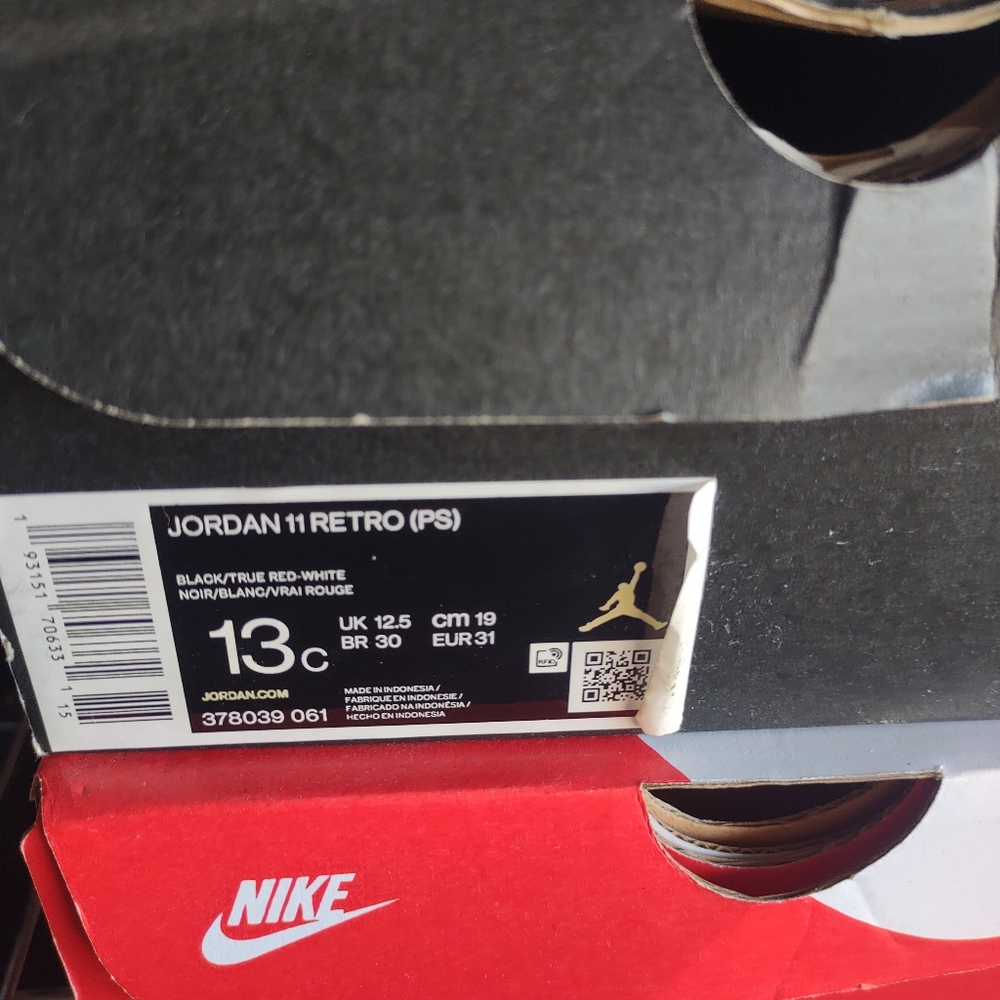 Jordan 11 Retro PS in Black, Red, and White 13c